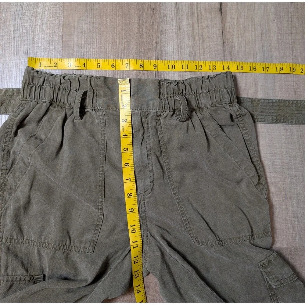 Banana Republic Size 4 L Cargo Pants Olive Green Lyocell Linen Blend Utility
